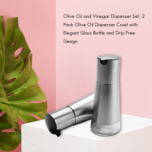 Olijfolie en Azijn Dispenser Set, 2 Pak Olijfolie Dispenser Cruet met Elegante Glazen Fles en Druppelvrij Ontwerp
