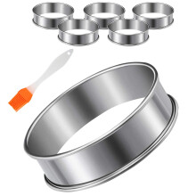 6 StüCke Englische Muffinsringe, Muffin Torten Ringe Doppelt Gerollter Torten Ring Edelstahl Fladenringe Formen Kuchen Form