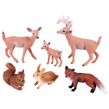 6 Delar Skogsdjur Figurer Skogsdjur Figurer Ekorre RåDjur Kanin Familjefigurer Miniatyrleksaker