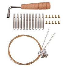 Lot de 10 Clous de RéGlage et 10 Rivets, avec Clé de RéGlage en Forme de L, 10 Cordes Laiyaqin pour Instrument à Cordes Lyre Harp