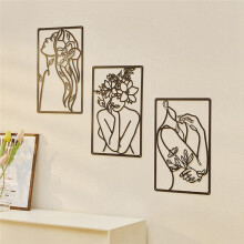 3 Pieces Metal Minimalist Abstract Woman Wall Art Drawing Wall Art Decor Single Female Home Hanging Wall Decor