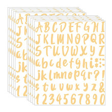 10 BöGen Vinyl Buchstaben Nummern Satz, Selbstklebende Buchstaben Aufkleber, Wasserfester Briefkasten Nummern Aufkleber (Gold)