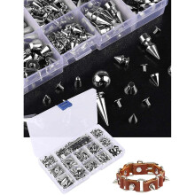270 Set Spikes und Nieten, Gemischte Form Punk Spike Nieten Konus Schraube Aus Metall RüCken Nieten mit Installation Werkzeug für Leder Handwerk