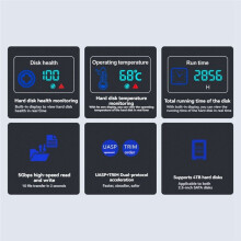 ShuoLe Externes Festplattengehäuse, 5 Gbit/S, 2,5 Zoll, Transparent, USB-Festplattengehäuse, -HDD-SSD-Speichergehäuse mit Display