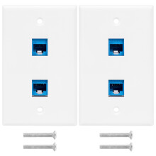 2-Pak 2-Portowa PłYtka śCienna Ethernet, RJ45 Cat6 żEńSkie do żEńSkich PłYt CzołOwych łąCznika Liniowego, 2-Portowe