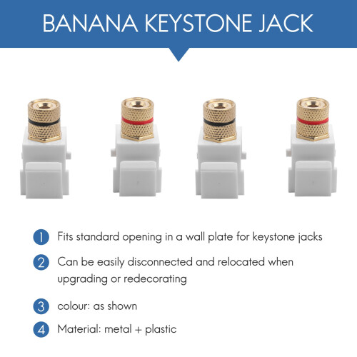 Speaker Post Snap-in Banana  Jack - White, 10Pcs 2