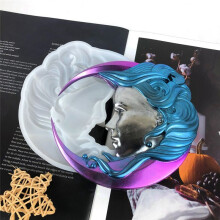 Bricolage Femme Visage Lune Ornement Silicone Moule Cristal RéSine ÉPoxy Artisanat CouléE Moule à la Main DéCoration de la Maison Artisanat