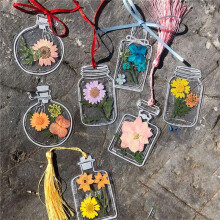 120Pcs Transparent Dried Flower Bookmarks, Handmade DIY Pressed Flowers Bookmark, Clear Flower Page Clips Bookmarks Diy