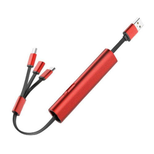 3 in 1 Fast Charging Cable, Retractable Car Charger, Foldable Super Fast Charging Cable for /Android/Tablet Red