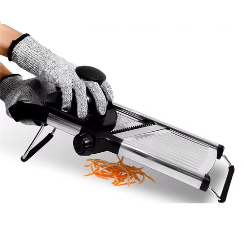 Adjustable Mandoline Slicer, Stainless Steel Vegetable Shredder for Potato, Tomato, Onion, Efficient Kitchen Tool
