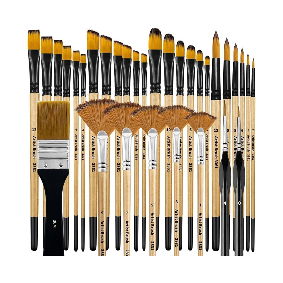 Photos - Other Furniture Jojomino Paint Brush Set, Nylon Bristles with Round, Filbert, Flat, Fan, Angle, Suitable for Artists and Beginners for Acrylic 
