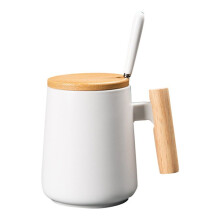 450 Ml Vintage-Kaffeetasse Aus Keramik mit Holzgriff, Nordisches Design, Deckel, Porzellan, Tee- und Milchbecher, Trinkgeschirr, Geschenk für Paare,