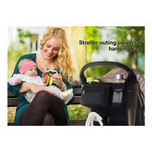 Bolsa para Cochecito Universal con Portavasos Aislado, Bolsa de Almacenamiento para Cochecito de Gran Capacidad, Impermeable, Correa para el Hombro y