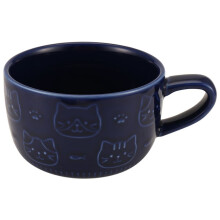 Creatieve Keramische Koffiemokken met Deksel Leuke Kat Porseleinen Kop Familie Ontbijt Melk Sap Kop Drank (Blauw)