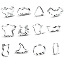 12Pcs Halloween Cookie Cutters Stainless Steel Biscuit Cutter Shape Set Cookie Cutter Mold Halloween Cookie Cutter Stamp