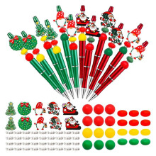 Pärlbara Julpennor, Pärlpennor med 12 St Santa Shape Silikondistanser för Jul Skolkontorsmateriel
