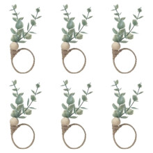 Napkin Rings Set Of 6 Rustic Eucalyptus Wooden Napkin Rings Boho Leaf Wood Bead Farmhouse Napkin Ring Holder