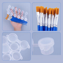 20 Strips 120 Cans Empty Paint Strips Paint Jar Cups 20 Pieces Paint Brushes for School Art Supplies (3ml/0.17 Oz)