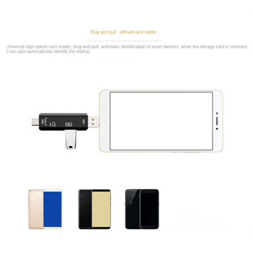 5 in 1 USB 2.0 Type C/USB /Micro-USB/TF/ Memory Card Reader OTG Card Reader Adapter Mobile Phone Accessories,Black 1