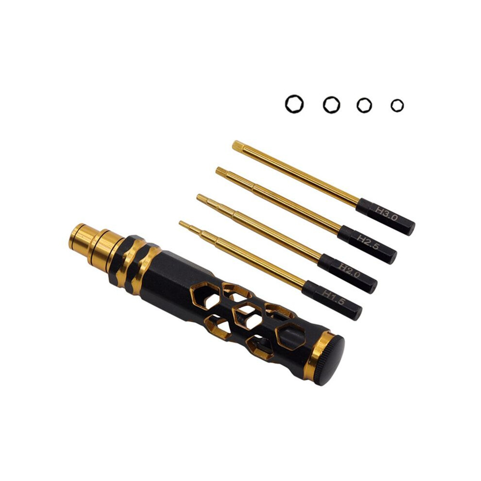 Hexagonal Screwdriver Hexagonal Screwdriver Tool Set For Rc Car Crawler Helicopter 1.5 2.0 2.5 3.0Mm Black+Gold 4713157360021