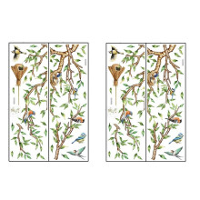 Adesivi Murali Colorati con Fiori e Rami di Uccelli, da Staccare e Incollare, Adesivi Murali con Nidi di Uccelli A Forma di Foglia Verde, per