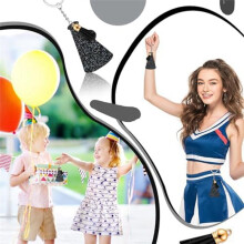 40 Pcs Acrylic Cheer Megaphone Keychains with Tassel Cheerleading Team Gift Grad(Glitter Black)