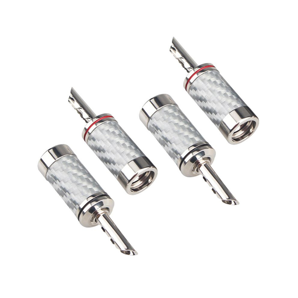 4Pcs Banana Plugs Hifi Diy Carbon Fiber Electrical Audio Speaker Cable Banana Connector Plug White 4712893847841