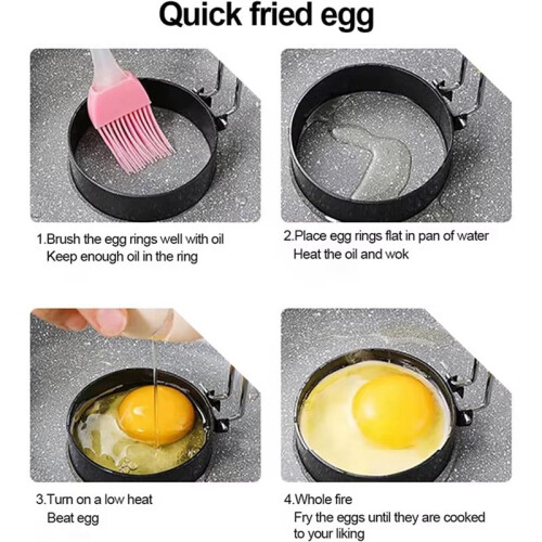 Stainless Steel Egg Omelette Home Kitchen Gadget Baking and Cooking Round Meat Patty Model Foldable Handle Egg Mold 1