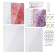 Capa para Caderno Moldes de Silicone de Resina Epóxi A4, A5, A6, A7 Marcador de Folhas Soltas Kit de Anéis de Pasta Faça Você Mesmo Ferramenta