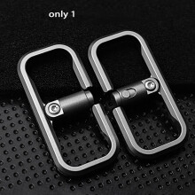 Titanium Alloy Press Lock Position Keychain Quick Release Car Keychain Cowhide Pendant EDC Gadget Gift for Men