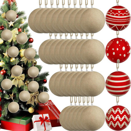 48 Unidades de Bolas de Papel Machê de Natal de 3,15 Polegadas, Enfeites de Bolas Vazias Sem Pintura, Materiais de Artesanato 1