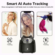 Automatisk Ansiktsspårning Gimbal Mobiltelefonhållare 360 Rotation AI Ansiktsigenkänning Telefonstativ för Vlogg Video Svart