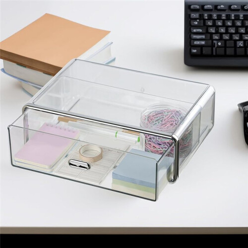 Clear Plastic Storage Drawer for Dresser Bathroom Tabletop Desktop Vanity Organizer,Transparent Stackable Drawer Storage 2