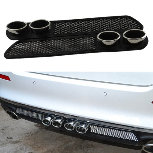 2PCS Car Universal Exhaust Pipe Silencer Adhesive Tape Simulation Grid Double Exhaust Pipe Vent 2