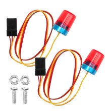 2Pcs Multi-Function RC LED Flash Lights Alarm Lamp Flashing Rotating Light for 1/14 RC  Tractor RC Truck Red