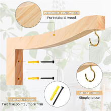 4 Pcs Hanging Plant Hanger T Shaped Plant Hooks 7.55 Inch Wooden Wall Mounted Plant Bracket Wall Plant Holder Indoor