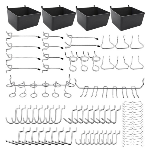 80 Piece Pegboard Hooks Assortment with Pegboard Bins, Peg Locks, for Organizing Various Tools for Kitchen  Room