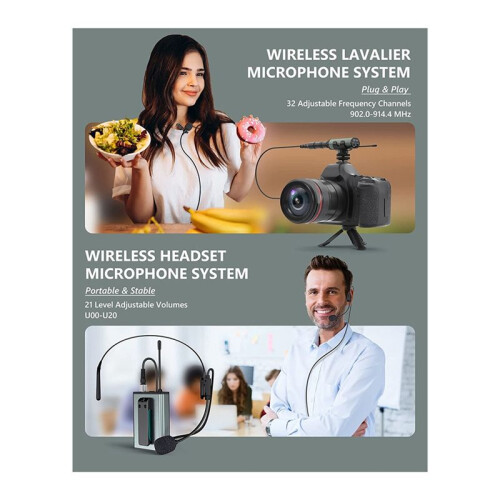 UHF Wireless Lavalier Microphone System with Bodypack Transmitter for Lectures Interviews Vlog and Live Recording 1
