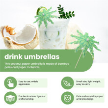 Groene Kokospalm Tandenstokers Papieren Paraplu'S Tandenstokers Handgemaakte Cocktail Parasolstokken voor Cocktail Decoraties
