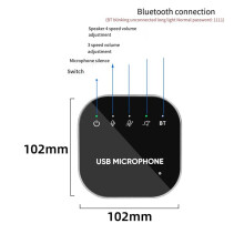 Desktop USB Conference Speakerphone BT Microphone 360 Omnidirectional Condenser Computer Mic with Speaker