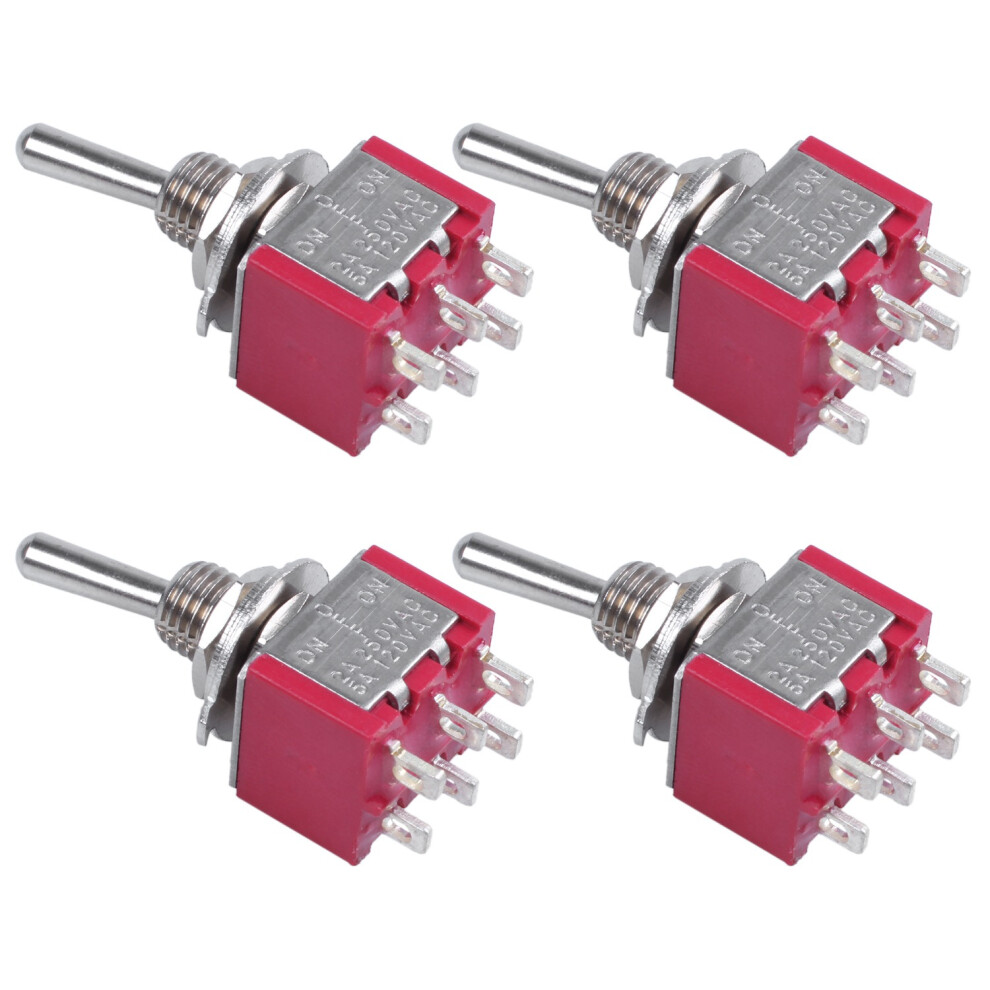 4Pcs Ac 250V 2A 120V 5A 6 Pin Terminals /Off/ Dpdt Toggle Switches 6033779562503