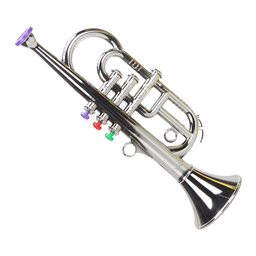 Trumpet 3 Tones 3 Colored Keys Simulation   Musical Wind Instruments for Children Birthday Party Toy Silver 2