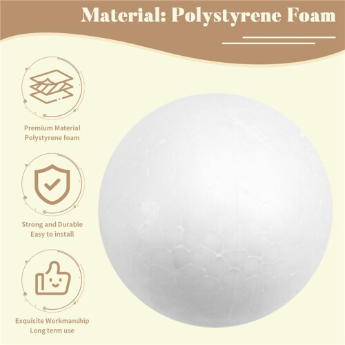 10 x Christmas Decoration Modelling  Polystyrene Foam  Sphere 6cm---White 2