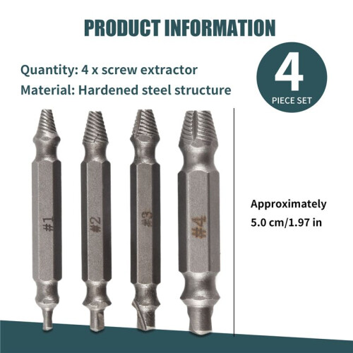 4X Screw Extractor Drill Bits Guide Set Broken Bolt Remover Easy Out #1 #2 #3 #4 2