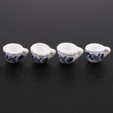 1/12 Dining Ware China Keramik Tee-Set Puppenhaus Miniaturen Blaue Blume