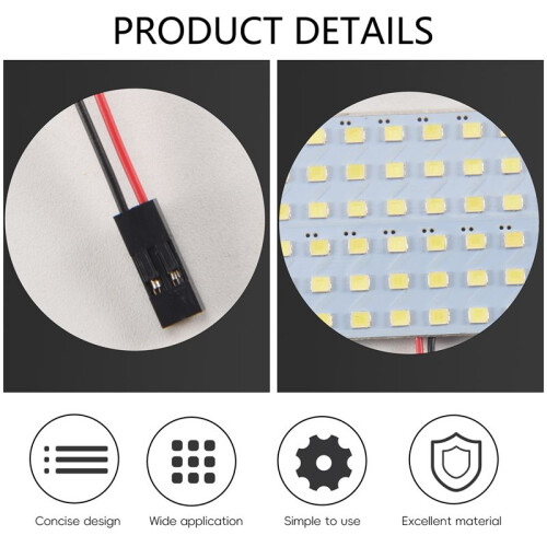 White 1210 SMD 48 LED Car Interior Dome Light Panel w T10 BA9S Festoon 2