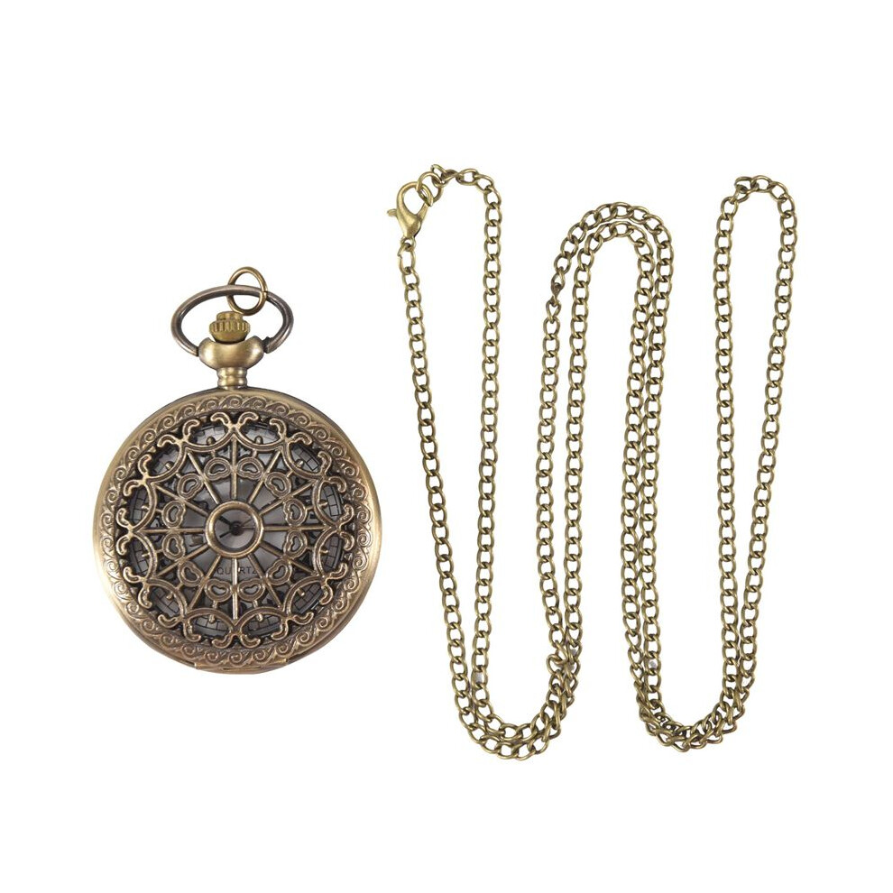 Retro Antique Spiderweb Pattern Pocket Watch Quartz Clock Necklace Pendant Bronze 6031973621279