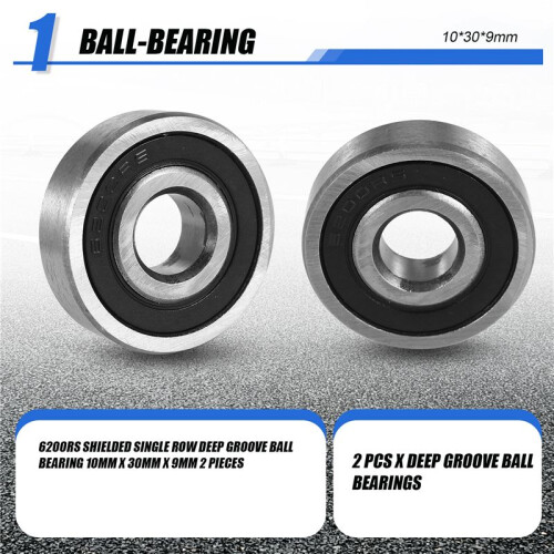 6200RS Shielded single row deep   bearing 10mm x 30mm x 9mm 2 pieces 1