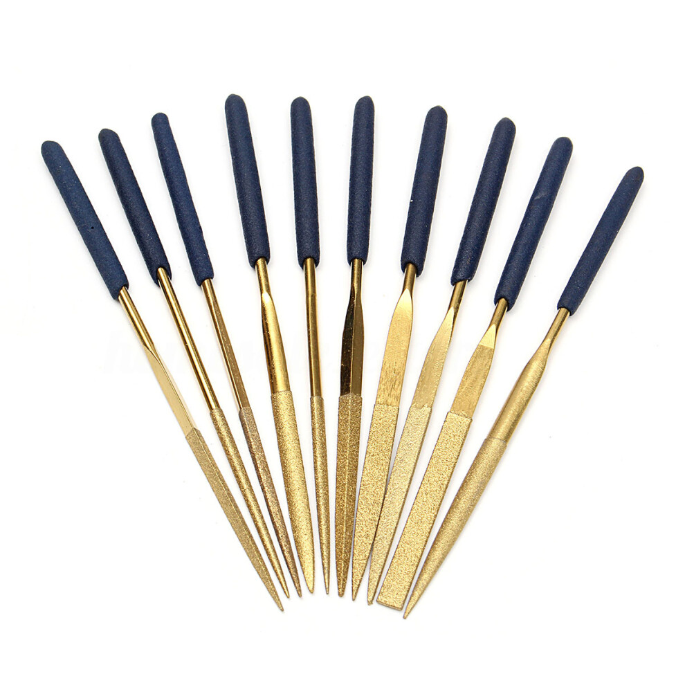10Pcs Titanium Diamond Coating Needle Flat File Set Metal Working Tools 6031577696109