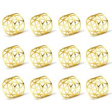 12 StüCk Runder Netz Servietten Ring Halter, Tisch Set Geeignet für Ungezwungene oder Formelle AnläSse und Hochzeits Feiern (Golden)